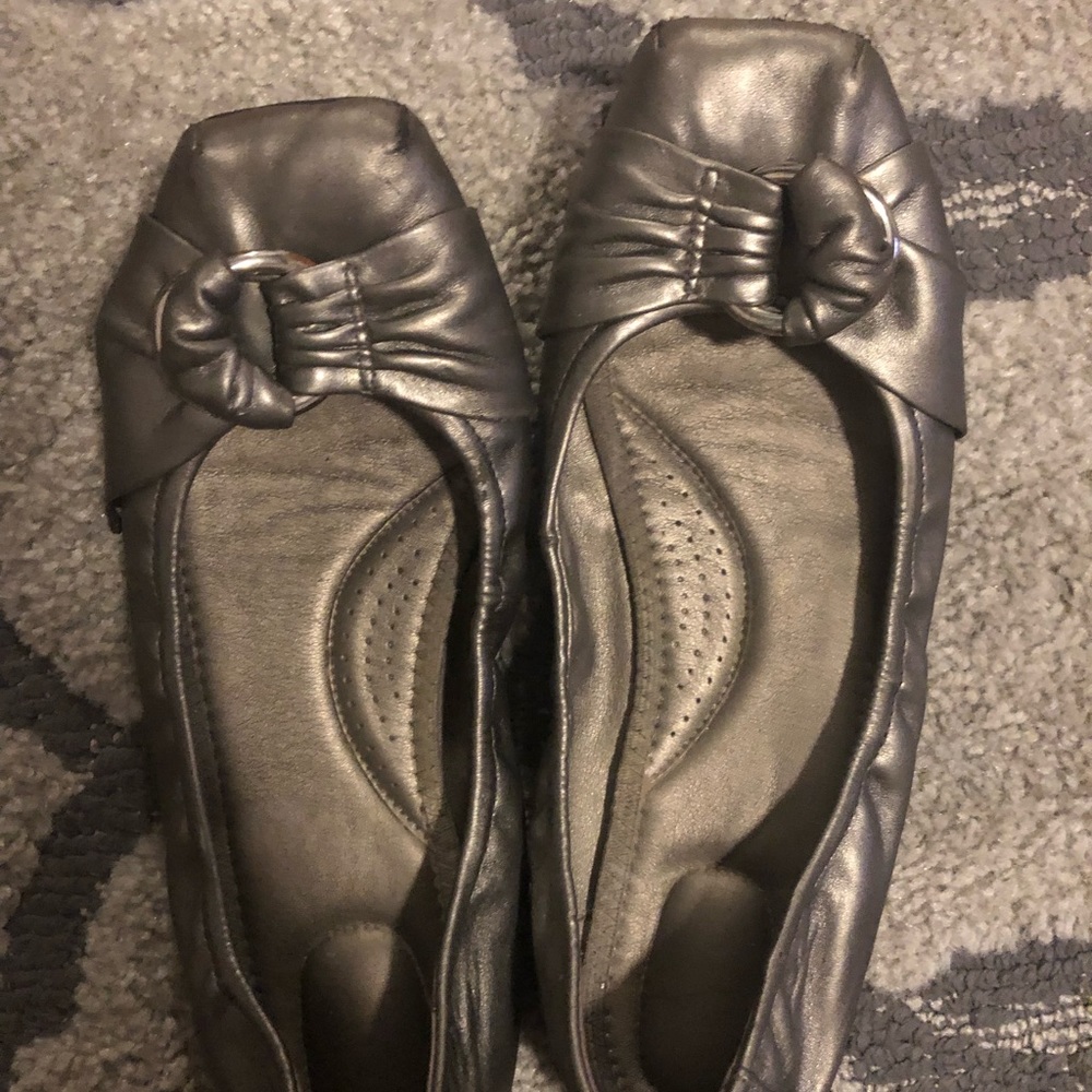 Silver ballet flats
